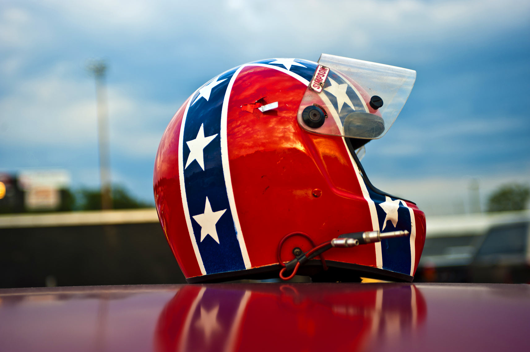 Raleigh reportage photography Nascar helmet  Orange County speedway